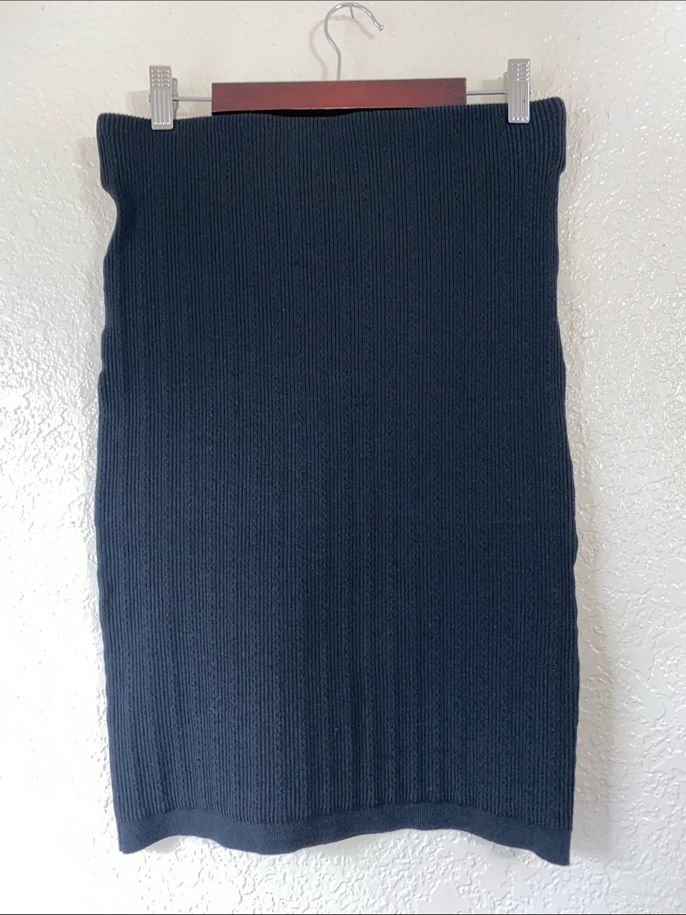 Express Black Ribbed Knit Pencil Skirt